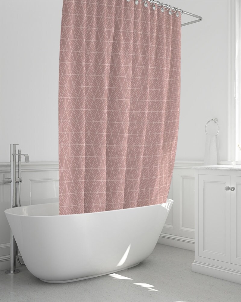 Blush Geometric Shower Curtain 71x74 Pink Etsy