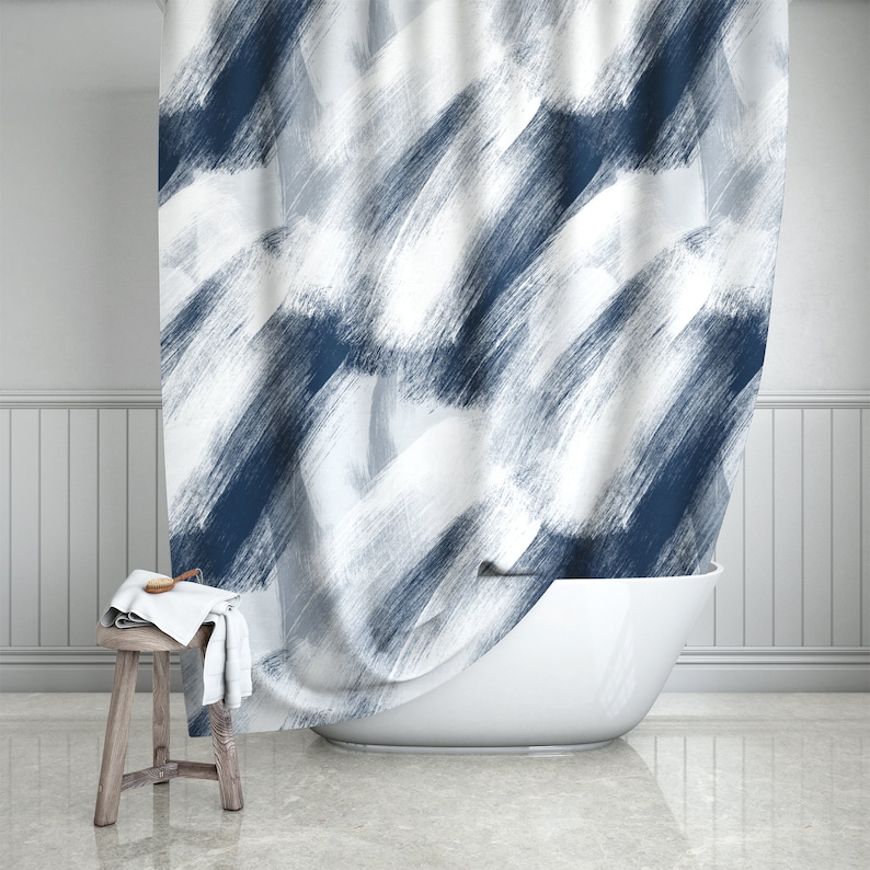 Midnight Blue & White Shower Curtains 8 Different Styles Etsy