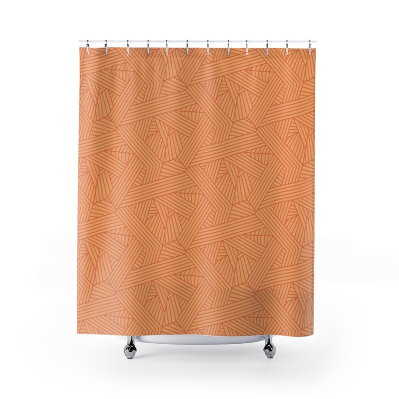 Orange Geometric Shower Curtain 71x74 Orange Etsy