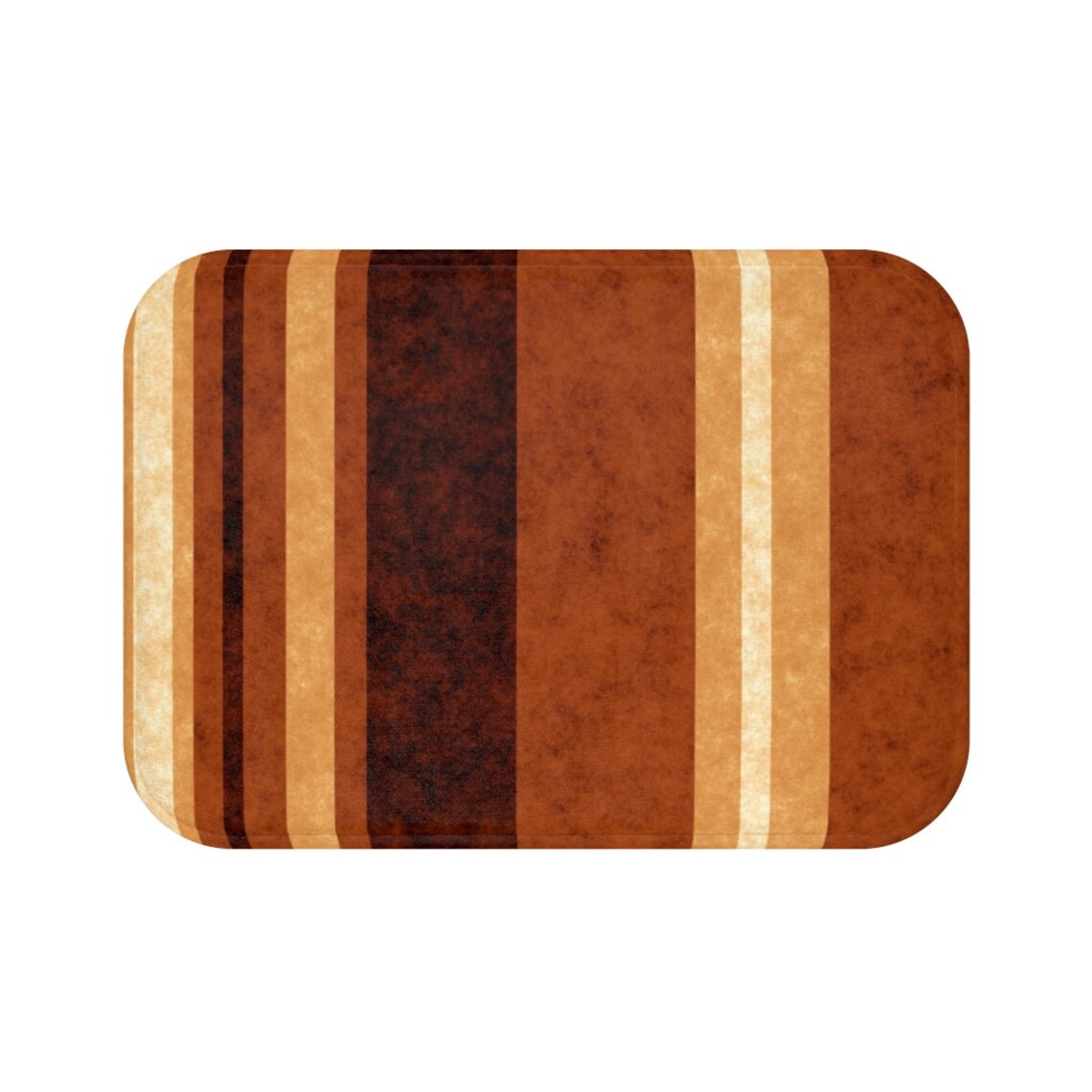 Burnt Orange Stripes Bath Mat Dark Orange Bathroom Decor Etsy