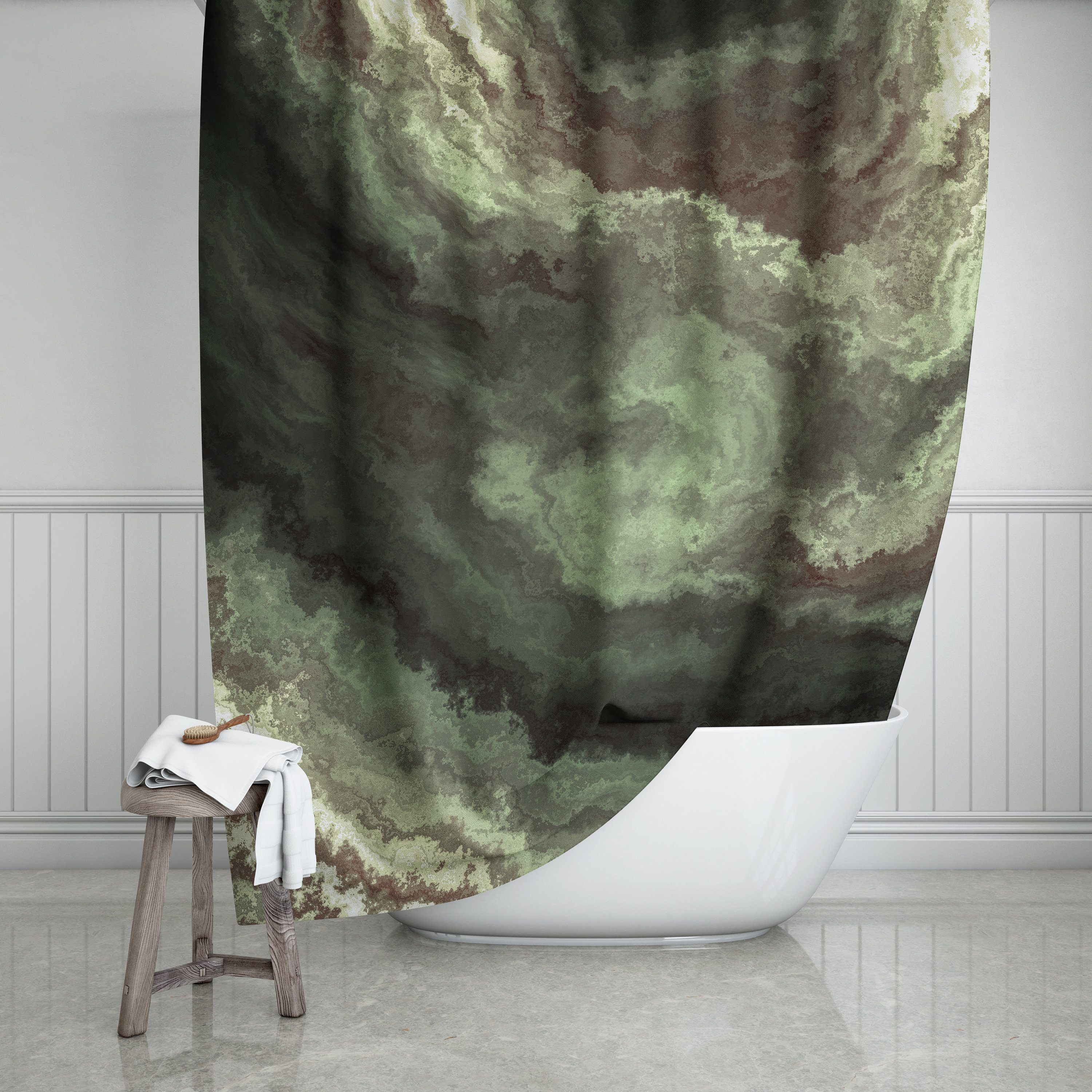 Sage Agate Shower Curtain 71x74 Dark Gray Green | Etsy