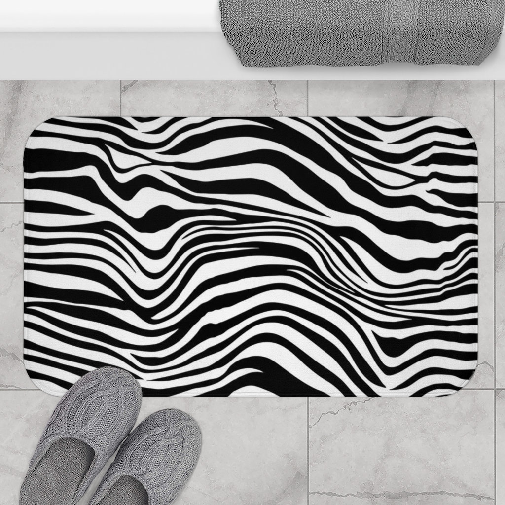 Artistic Bathroom Accessory Black And White Handprint Bath Mat - Modern ...