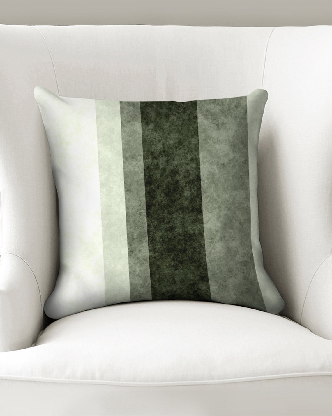 Sage Stripes Throw Pillow Cover Decorative Dark Green Etsy