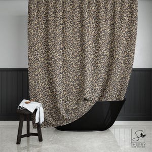 Leopard Print Shower Curtain: Exotic Beige Bathroom Decor (71&quot;x74&quot;)