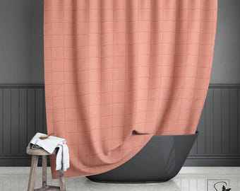 Peach Lines Duschvorhang: Modernes geometrisches Badezimmerdekor