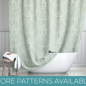 Sage Green Geometric Shower Curtain: Abstract Bath Decor