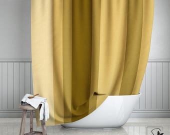 Mustard Yellow Striped Shower Curtain: Modern Bathroom Decor (71"x74")