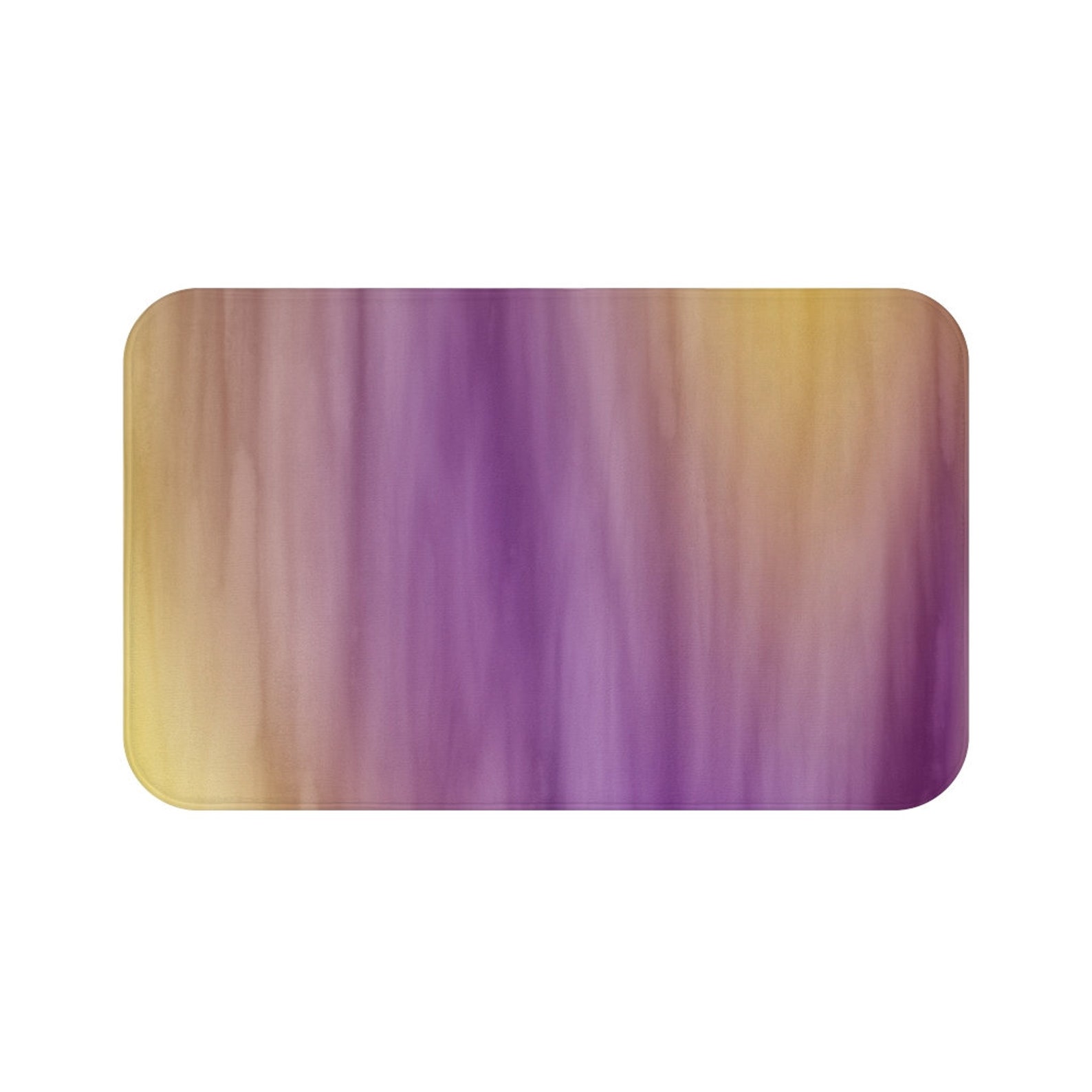 Purple & Yellow Color Wash Bath Mat Colorful Paint Streaks | Etsy