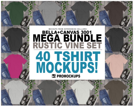 Bella Canvas 3001 Mockup Bundle Rustic Vine Set Bella Canvas 3001 Mockup Bundle Rustic Vine Set