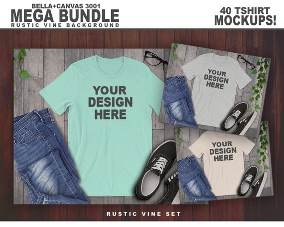 Bella Canvas 3001 Mockup Bundle Rustic Vine Set By Etsy