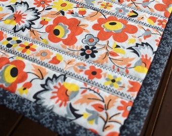 Quilted Table Runner Modern Floral Autumn Decor