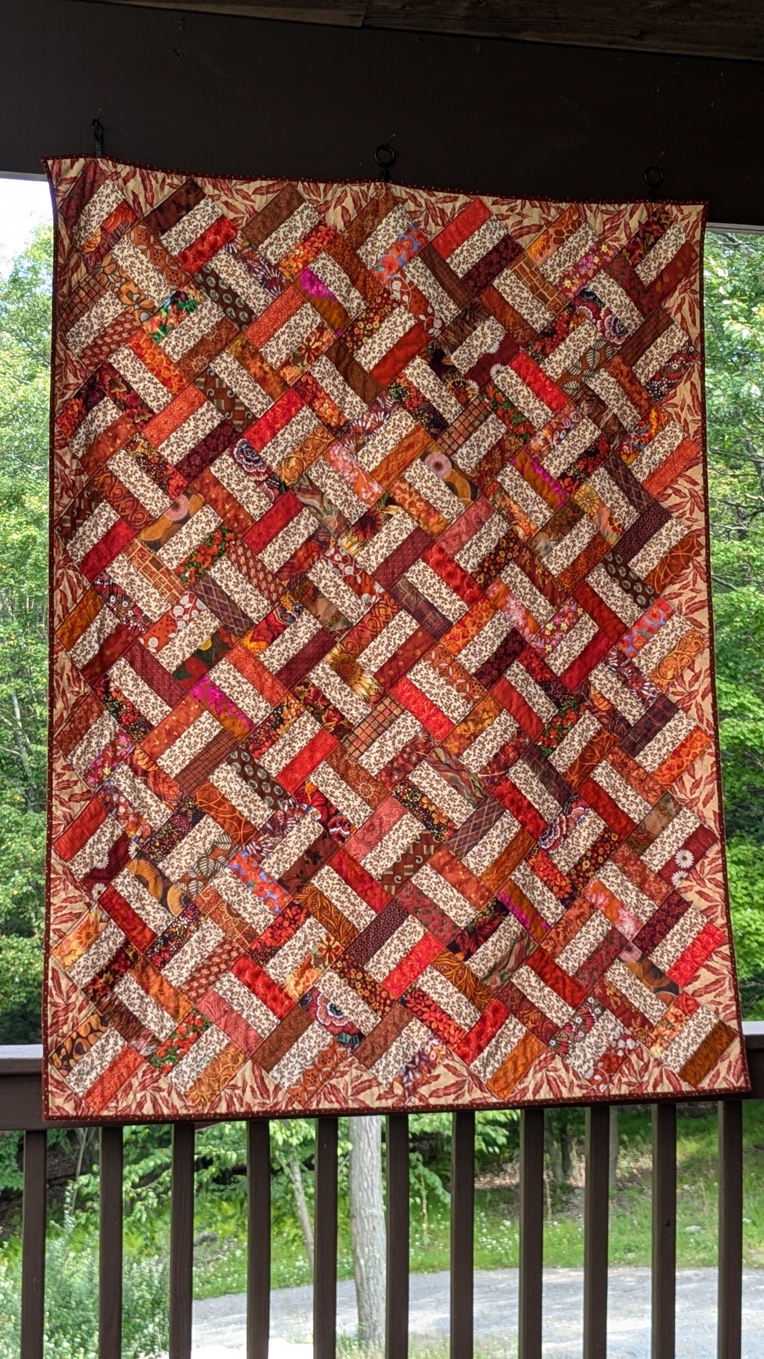 Shades of Orange Split Rail Fence Lap Quilt Autumn Decor Original Quilt ...