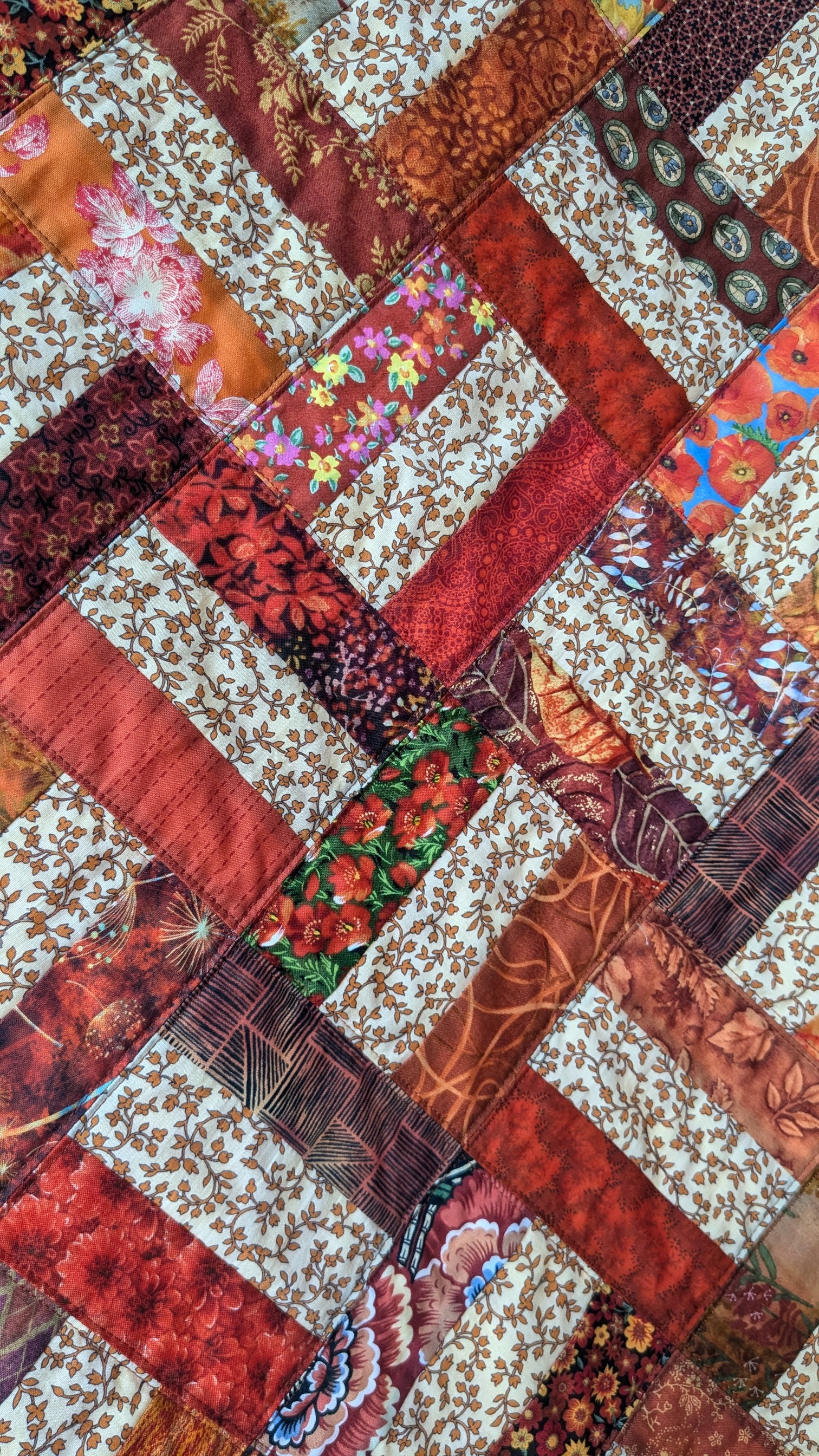 Shades of Orange Split Rail Fence Lap Quilt Autumn Decor Original Quilt ...
