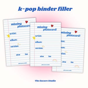 Ontbrekende opvullers/plaatshouders voor fotokaarten | DIGITALE DOWNLOAD | Kpop-collectiebenodigdheden