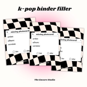 Remplisseurs de reliure pour cartes photo/espaces réservés manquants | TÉLÉCHARGEMENT NUMÉRIQUE | Fournitures de collection Kpop