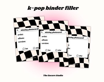 Missing photocard binder fillers / place holders | DIGITAL DOWNLOAD | Kpop Collection Supplies