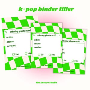 Remplisseurs de reliure pour cartes photo/espaces réservés manquants | TÉLÉCHARGEMENT NUMÉRIQUE | Fournitures de collection Kpop