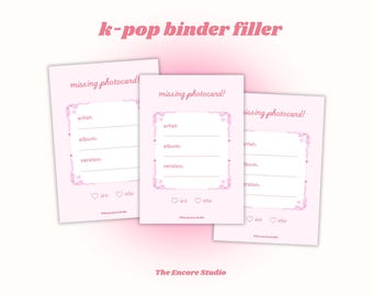 Missing photocard binder fillers / place holders | DIGITAL DOWNLOAD | Kpop Collection Supplies