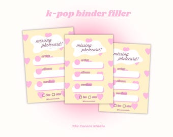Missing photocard binder fillers / place holders | DIGITAL DOWNLOAD | Kpop Collection Supplies