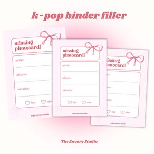 Carpetas de relleno con fotografías faltantes / marcadores de posición / DESCARGA DIGITAL / Suministros de colección de Kpop