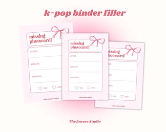 Missing photocard binder fillers / place holders | DIGITAL DOWNLOAD | Kpop Collection Supplies