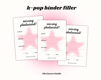 Missing photocard binder fillers / place holders | DIGITAL DOWNLOAD | Kpop Collection Supplies