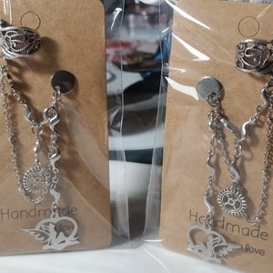 Ear tower with elf pendant in stainless steel