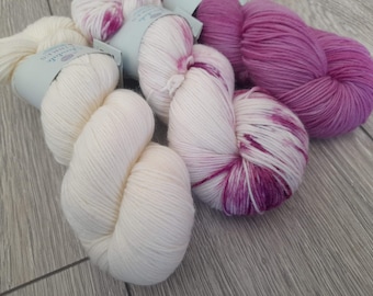 3x100g Skein Yarn Pack, 4PLY, hand dyed shawl sock yarn, fingering weight, merino, nylon