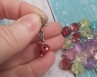 Small Red Water Drop stitch markers, progress keepers, charms, knitting, crochet accessories, notions