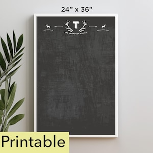 2025 Calendar Printable | 24 x 36 Vertical Memo Board | Homeschool Chalkboard | Wall Calendar PDF | Yearly Calendar | Antlers Design - 24218