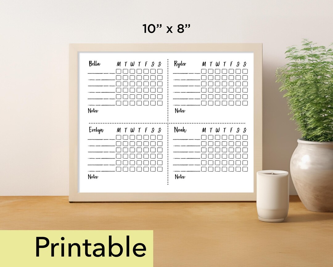 Chore Chart With Notes Printable | 10 X 8 Chore Chart | Whiteboard ...