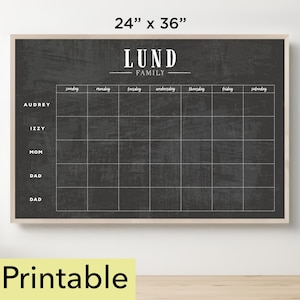 2025 Calendar Printable | 36 x 24 Horizontal Chalkboard | Homeschool Calendar | Wall Calendar PDF | Digital Download | Monthly Planner-24124