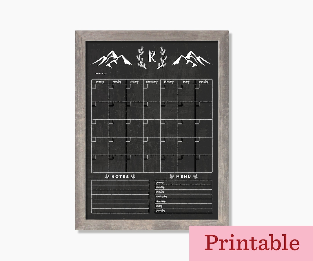 Chalkboard Calendar PRINTABLE! #18100 - Etsy