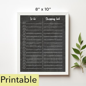 To Do and Shopping List Printable | 8 x 10 chore chart | Chalkboard - 812