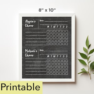 Weekly Chore Chart Printable | 8 x 10 chore chart | Chalkboard - 801
