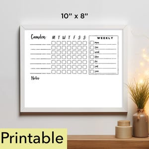 Weekly Chore Chart with Notes Printable | 10 x 8 chore chart | Whiteboard - 818