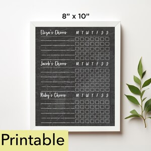 Weekly Chore Chart Printable | 8 x 10 chore chart | Chalkboard - 817