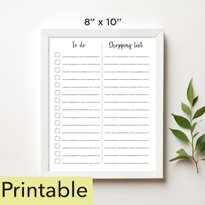 To Do and Shopping List Printable | 8 x 10 chore chart | Whiteboard - 812