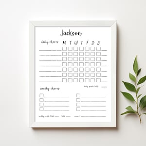 Daily and Weekly Printable Chore Chart | 8 x 10 chore chart | Whiteboard - 814