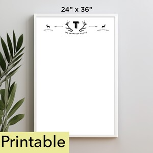 2025 Calendar Printable | 24 x 36 Vertical Memo Board | Homeschool Whiteboard | Wall Calendar PDF | Digital Download | Antlers Design -24218