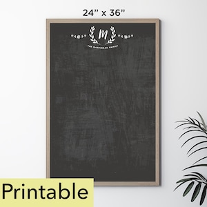 2025 Calendar Printable | 24 x 36 Vertical Memo Board | Homeschool Chalkboard | Wall Calendar PDF | Yearly Calendar | Monthly Planner -24218