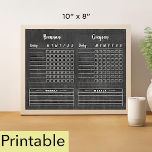 Chore Chart Printable | 10 x 8 weekly chore chart | Chalkboard - 805