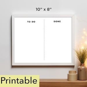 To Do and Done Printable | 10 x 8 chore chart | Whiteboard - 825