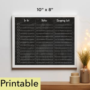 To Do Notes and Shopping List Printable | 10 x 8 chore chart | Chalkboard - 806