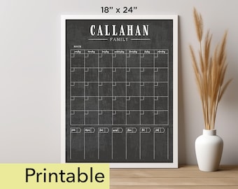 2025 Calendar Printable | 18 x 24 Vertical Chalkboard | Homeschool Calendar | Wall Calendar PDF | Digital Download | Monthly Planner - 18107