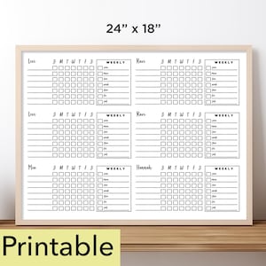 2025 To Do Board Printable | 24 x 18 Horizontal Chore Chart | Homeschool Whiteboard | Wall Calendar PDF | Monthly Planner - 18405