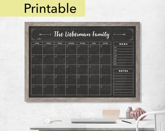 Chalkboard Calendar LARGE - Dry erase calendar - PRINTABLE - Command Center #24101