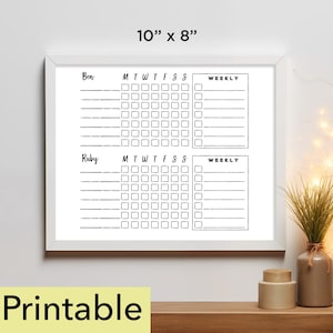 Chore Chart Printable | 10 x 8 weekly chore chart | Whiteboard - 816