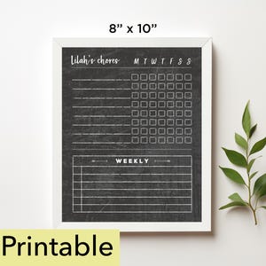Weekly Chore Chart Printable | 8 x 10 chore chart | Chalkboard - 821