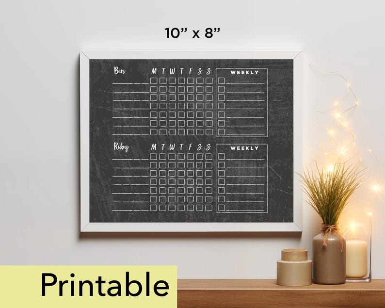 Picture of Chore Chart Printable | 10 X 8 Weekly Chore Chart | Chalkboard - 816 - Etsy